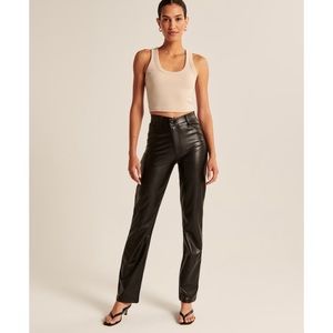 Abercrombie Criss-Cross Waistband Vegan Leather 90s Straight Pants - Size 24S